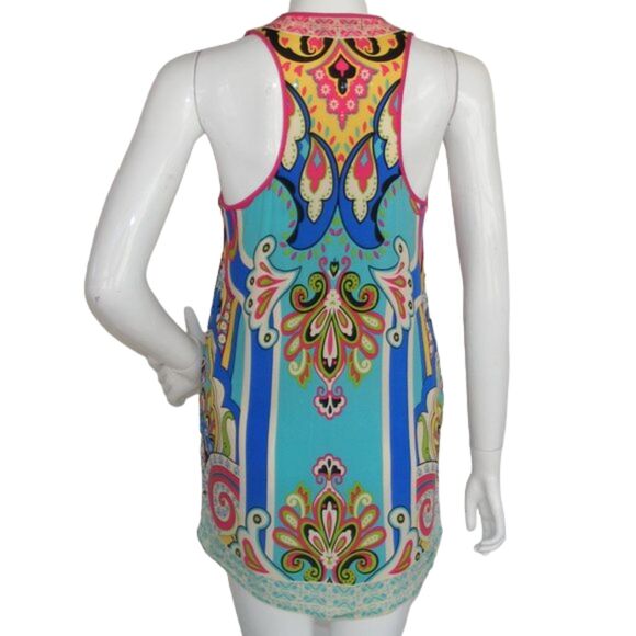 FLYING TOMATO Tank Top, M, Bold/Colorful print, Asymmetrical, Racer Back - Picture 4 of 9